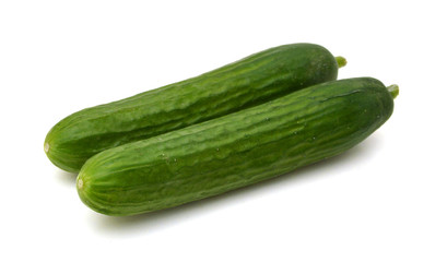 green cucumbers isolated on white background