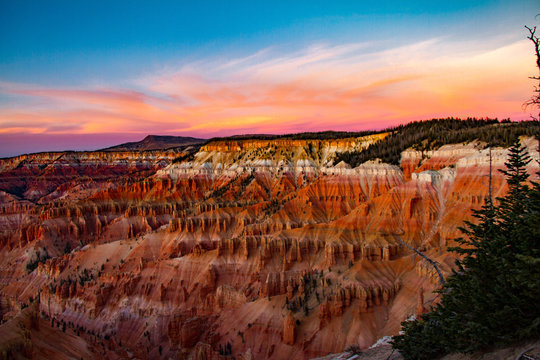Incredible rainbow sunset at Cedar Breaks National Monument in Utah.