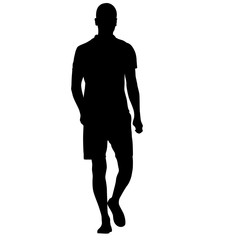 Black silhouette man standing, people on white background