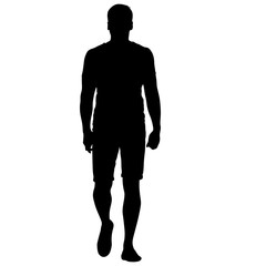 Black silhouette man standing, people on white background