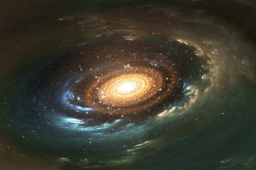 Naklejka premium Space background with spiral galaxy and stars