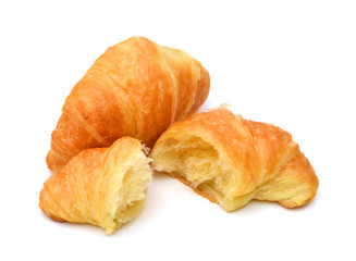 Fresh and tasty croissant over white background