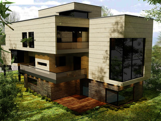 Modern villa- 3d rendering and design - east view