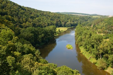 Fototapeta na wymiar River Berounka near village Nizbor, Central Bohemia, Czech republic, Europe