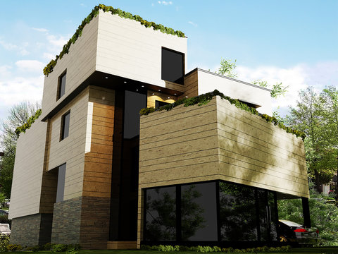 modern villa- 3d rendering and design-north
