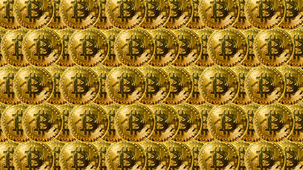 Golden Bitcoin Coin Background Wallpaper