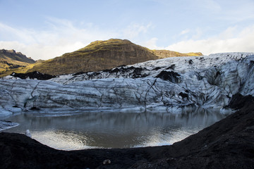 Glacier with ash in Iceland