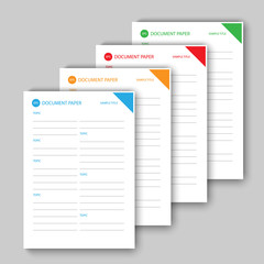 Different color document papers. vector illustration