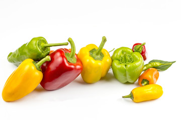 Colorful pepper on the white background