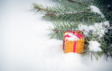 New Year's toys on a decorative background