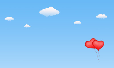 Obraz na płótnie Canvas Love the heart of a balloon in the blue sky.