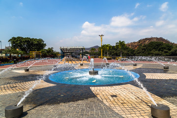 Pedestrian walkway and park on the banks of Estero Salado in the city of Guayaquil