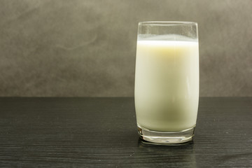 A glass of pasteurized cow's milk.
