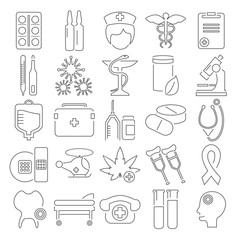 Fototapeta na wymiar Health and Medicine line icons set for web and mobile design
