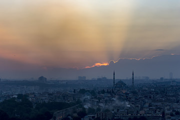 Obraz premium Magnificent istanbul city, historical peninsula , Fatih mosque , Sultan Ahmed mosque , Suleymaniye Mosque , Ortakoy mosque