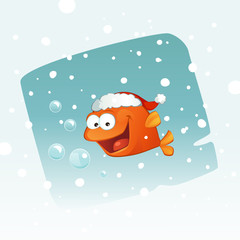 Cute little fish Saying happy Holidays to Everyone
