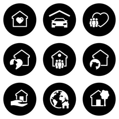 Set of simple icons on a theme Home, family, vector, design, collection, flat, sign, symbol,element, object, illustration, isolated. White background