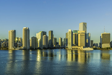 Miami skyline in the rising sun