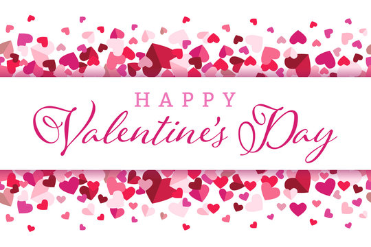 Happy Valentines Day Floating Hearts Center Banner Vector Background 1