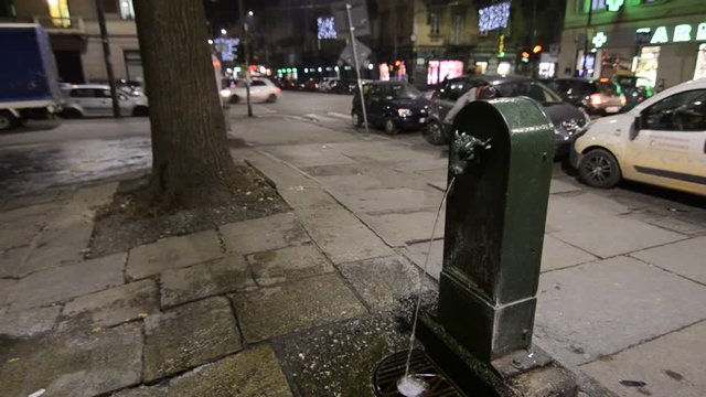 Typical fountain fontanelle in Turin, Italy. Call torus bull or toret in Piedmontese.