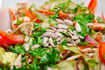 Healthy food delivery. Take away of natural organic low carb. Eat right concept, healthy food, fitness nutrition take away in boxes.