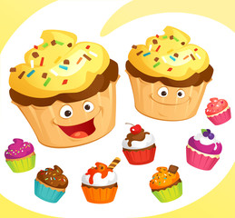 Colorful Cupcakes Set