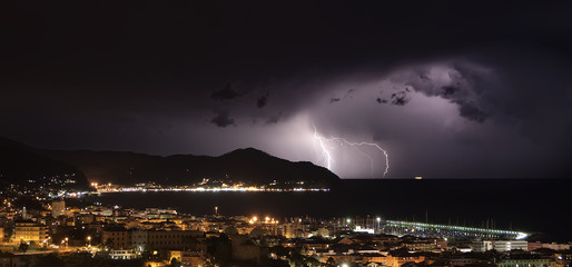 Lightning on the Gulf of Tigullio - Ligurian sea - Italy