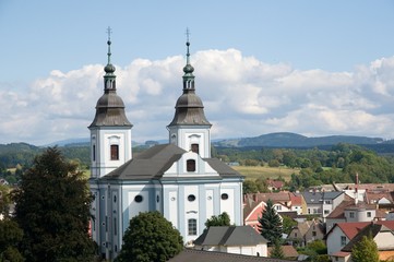 Baroque church of St. Wenceslas in the town Zamberk , Eastern Bohemia, Czech republic