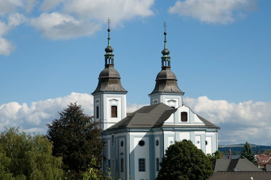 Baroque church of St. Wenceslas in the town Zamberk , Eastern Bohemia, Czech republic