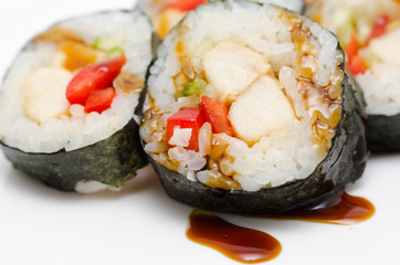 sushi rolls, macro