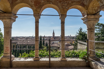 historic cityscape / View of the old town of Verona in Italy