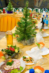 New Year's banquet restaurant table