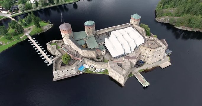 Flying around Olavinlinna Castle in Savonlinna