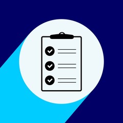 Check list flat icon with long shadow. Vector Illustration isolated for graphic and web design.