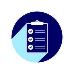 Check list flat icon with long shadow. Vector Illustration isolated for graphic and web design.