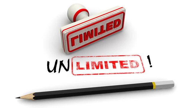 Unlimited! Corrected seal impression. Red seal and imprint LIMITED corrected to UNLIMITED! on white surface. Footage video