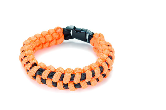Parachute cord bracelet on a white background