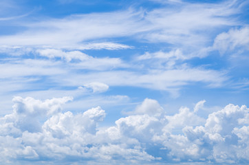 fluffy clouds in blue sky