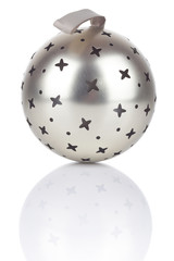 Silver Christmas ball with stars