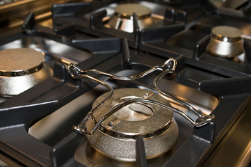 New and modern shining metal gas cooker