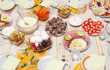 laid table with snacks