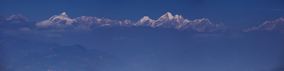 Himalayan mountain peaks panorama Nepal 