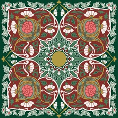 Kaleidoscopic symmetry in abstract florid designs typical of Uzbekistan and Afghanistan, with Iranian and Islamic influences.