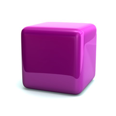 3D illustration violet block cube concept on white background
