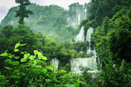 waterfall in the forest of thailand named tee lor su waterfall