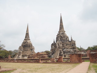 Fototapeta na wymiar Pagodas in Wat Mahathat, Ayutthaya, Thailand