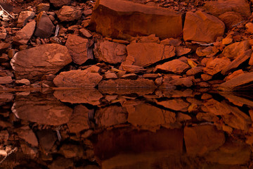 Red Rocks Reflected in Calm Water