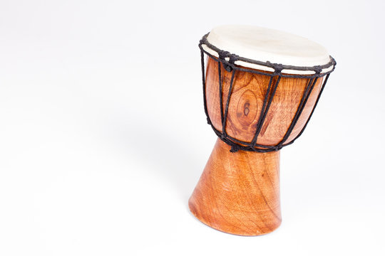 Djembe drum isolated on white - Background, copy space