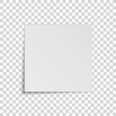Realistic square white sheet of paper isolated on a transparent background. Pattern of dots. Template for your project. Vector