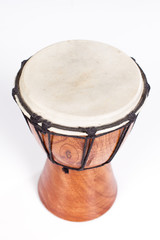 One Djembe drum isolated on white